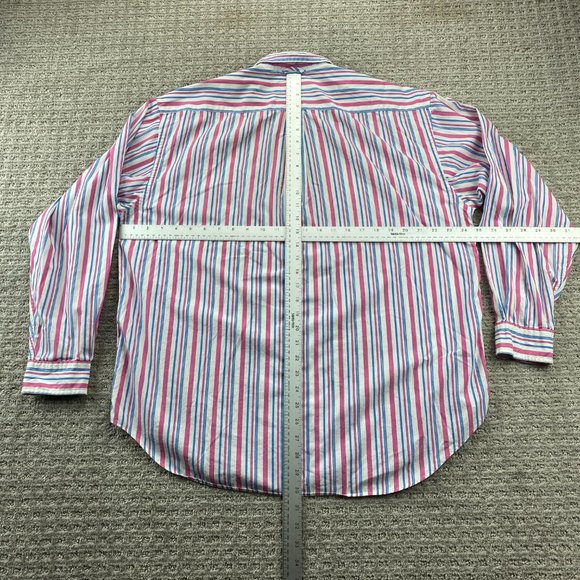 Vintage 90s Tommy Hilfiger Shirt Adult Large L Pink White Stripe Button Up Men - Picture 10 of 12